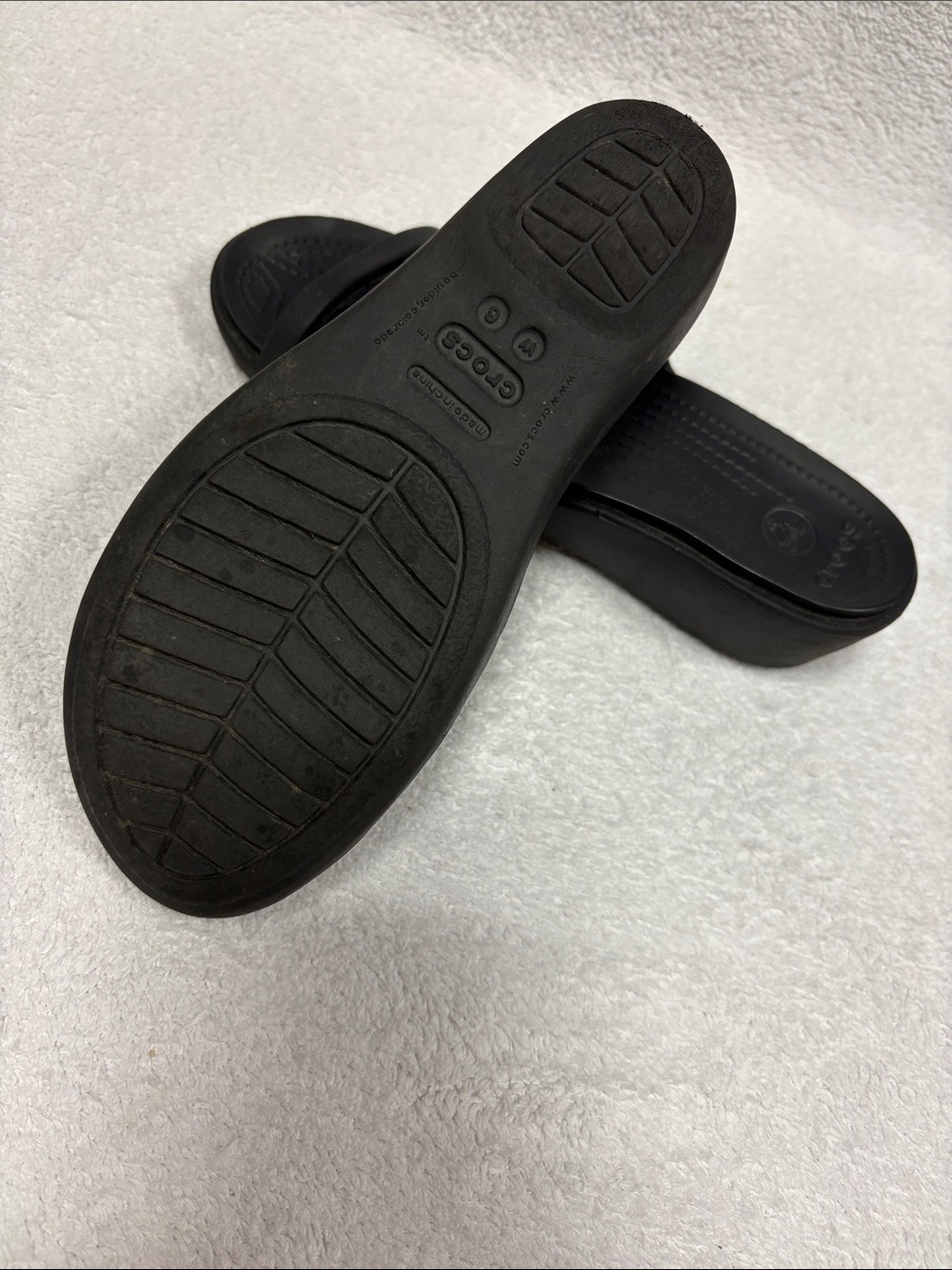 CROCS Rhonda wedge Black Multi-Strap Slide Sandals size 6 - Picture 5 of 6
